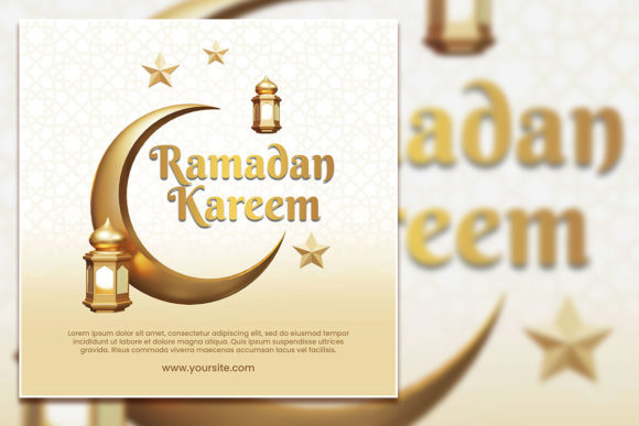 Gold Ramadan Kareem Social Media Post and Flyer Template